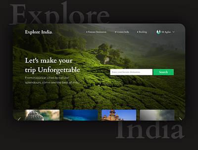 Explore India - Tourism based web applicaion clean design minimal typography ui ux web website