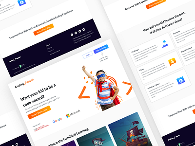 Landing page - Sample design for HackerKID branding clean design flat kids kids page landing page design landingpage minimal typography ui ux web website