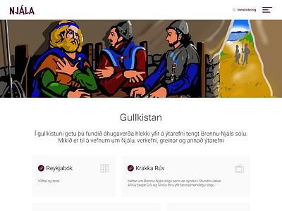 Brennu-Njáls Saga clean design icons landing page re design ui