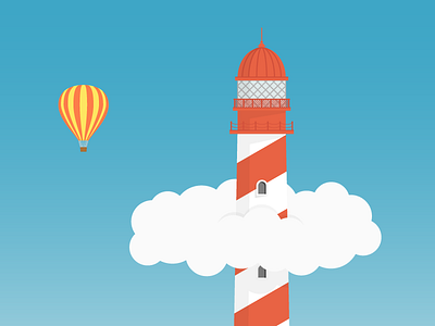 Lighthouse air balloon illustration lighthouse