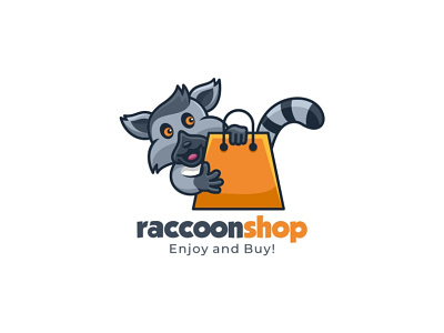 Raccoons Shop animal awesome buy creative design icon illustration memorable modern raccoon shop simple vector