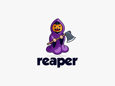 Cute Reaper awesome axe branding character creative cute design ghost icon illustration logo memorable modern reaper simple vector