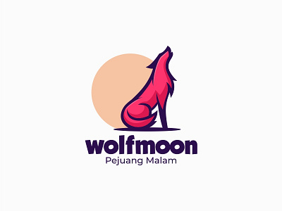 Wolf animal awesome branding creative design illustration memorable modern moon simple vector wolf