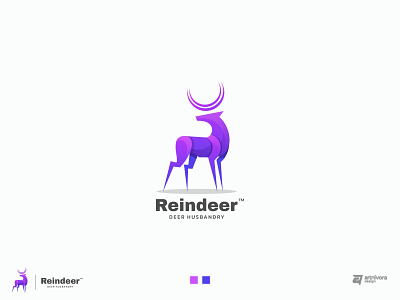 Reindeer animal antelope colorful deer deer logo design gradient horns icon identity logo logo deer mammal modern moose nature professional reindeer tech vector