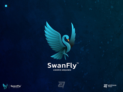Swanly abstract animal art beautiful bird colorful creative design flying gradient icon idea logo mascot overlapping shape style swan swans wing