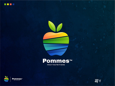 Pommes abstract apple business company design food fresh fruit fruity icon juice juicy leaf logo natural nutrition salad shape symbol vector