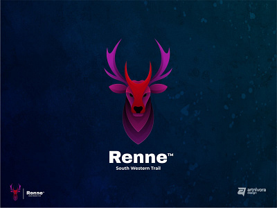 Renne animal branding colorful deer design face gradient header herbivora horn icon illustration logo mammal mascot modern reindeer renne simple vector