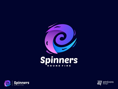 Spinners awesome colorful creative design fire gradient icon logo memorable modern spinner vector