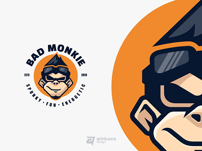 Mascot logo design project for BAD MONKIE animal animals design graphicdesign illustration logo logodesign logomaker mascot modern monkie simlemascot simple vector