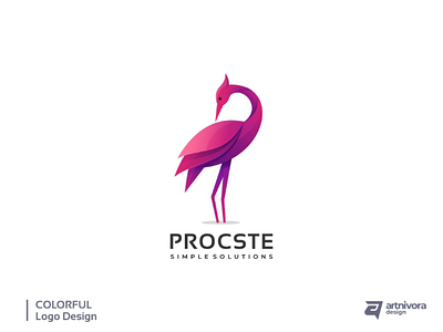 Concept colorful logo design for PROCSTE. bird colorful design designgraphic gradient graphics illustration logo logodesign logos logotype minimalist modern simple vector