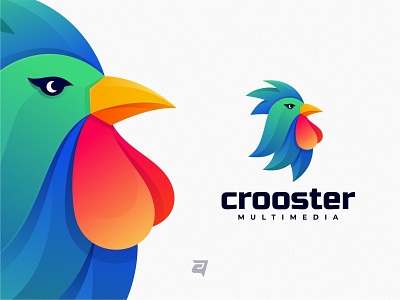 CROOSTER animal awesome colorful creative design designs gradient graphic graphicdesign graphics icon illustration logo logodesign logos logotype modern rooster simple vector