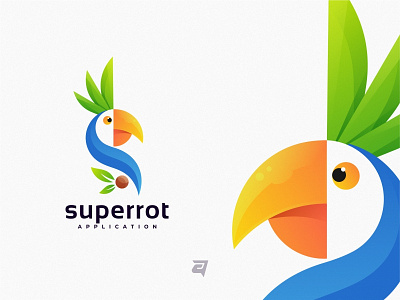 Superrot Application awesome colorful creative design designs gradient graphic graphicdesign graphics icon illustration logo logodesign logos logotype modern parrot simple vector