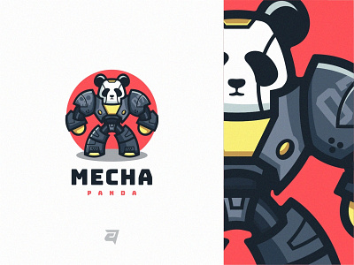 MECHA PANDA animal awesome colorful design gradient graphic icon illustration logo logodesign logodesigns modern panda robot simple