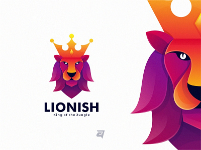 LIONISH animal awesome colorful creative design gradient graphic graphicdesign illustration lion lion head lion logo logo logodesign modern simple vector