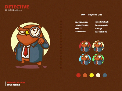 DETECTIVE Dribble animal branding cartoon character creative design detective graphic illustration logo modern owl simple vector