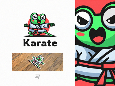 Karate Dribbble animal branding cartoon creative design frog graphic illustration karate logo logodesign modern simple vector