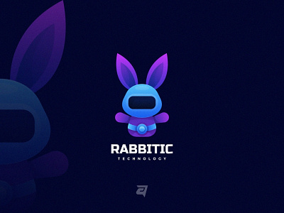 Rabbit animal branding colorful creative design futuristic gradient graphic illustration logo modern robotic technology vector