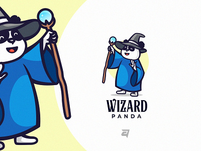 Wizard branding cartoon character creative design graphic graphic design illustration logo mascot modern panda vector wizard