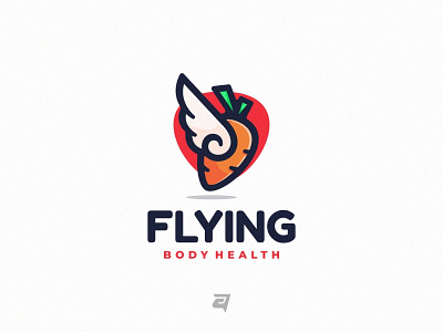 Flying abstract branding carrot creative design flying graphic design healthy illustration logo mascot modern simple technology vector
