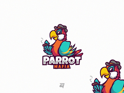 Parrot branding cartoon character color design graphic design illustration logo mafia mascot modern parrot simple technology vector