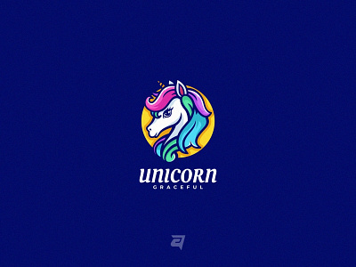 Unicorn animal branding cartoon character colorful design graphic design head illustration logo mascot modern mythology simple unicorn vector