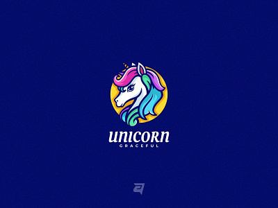 Unicorn animal branding cartoon character colorful design graphic design head illustration logo mascot modern mythology simple unicorn vector