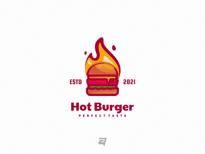 Hot Burger branding colorful delicious design food graphic graphic design hot burger illustration logo modern simple technology vector