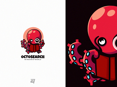 Octo Search branding cartoon creative design graphic design illustration logo logo awesome logo inspiration mascot modern octopus seach simple vector