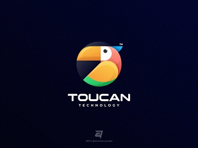 Toucan bird branding colorful creative design gradient graphic design illustration jungle logo logo awesome logo inspiration media modern simple technology toucan vector