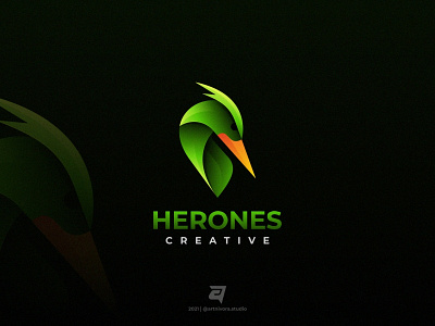 Heron awesome bird branding colorful creative design gradient graphic design heron illustration logo logo awesome logo inspiration modern simple technology vector