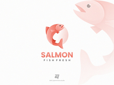 Salmon branding color colorful creative design fish gradient illustration logo logo awesome logo inspiration modern salmon simple technology vector