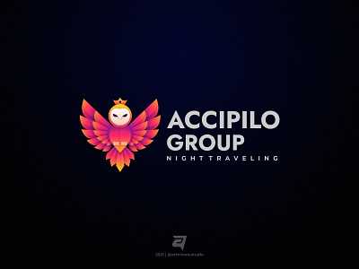 Acipilo Group acipilo group artnivorastd bird branding colorful design flying gradient graphic design illustration logo logo awesome logo inspiration media modern owl project technology vector wing