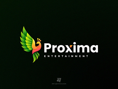 Proxima animal beauty bird branding colorful creative design entertaiment gradient graphic design illustration logo logo awesome logo inspiration media modern peacock proxima technology vector