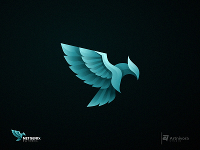 NETGENIX artnivorastudio bird branding colorful design eagle falcon flying freedom gradient graphic design illustration logo logo awesome logo inspiration modern netgenix technology vector wing