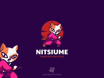 NITSIUME artnivora studio cartoon character creative design graphic design illustration karate logo logo awesome logo inspiration mascot modern nitsiume simple swordmaster vector