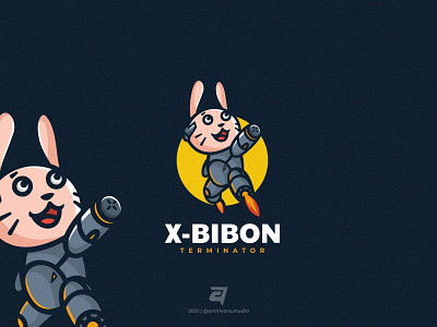 X-BIBON animation artnivorastudio bunny cartoon character design graphic design illustration logo logo awesome logo inspiration modern rabbit terminator vector x bibon