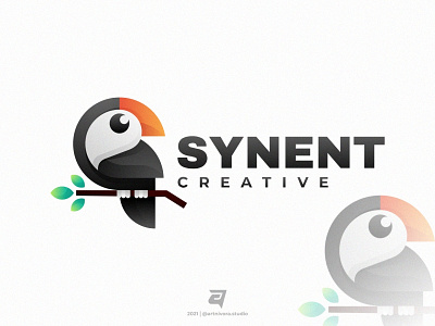 SYNENT artnivorastudio bird branding colorful creative design flying gradient graphic design illustration logo logo awesome logo inspiration modern simple synent technology toucan vector wing