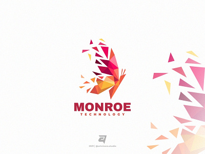 MONROE artnivorastudio branding butterfly design graphic design illustration logo logo awesome logo inspiration lowpoly modern monroe simple technology vector