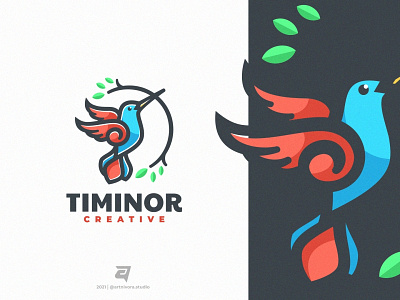 TIMINOR artnivorastudio bird branding colorful creative design graphic design illustration logo logo aweesome logo inspiration mascot modern simple timinor vector