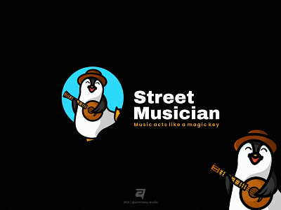 Street Musician artnivorastudio branding cartoon character color design graphic design illustration logo logo awesome logo inspiration mascot modern musician simple street musician vector