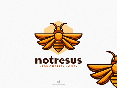 notresus artnivorastudio bee branding color design geometric graphic design honeybee illustration logo logo awesome logo inspiration mascot modern notresus simple vector