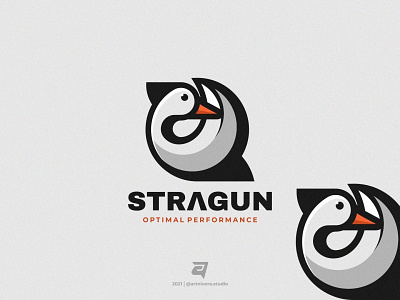 STRAGUN artnivorastudio bird branding circle color design duck geometric graphic design illustration logo logo awesome logo inspiration mascot media modern simple technology vector