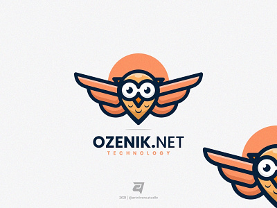 OZENIK.NET animal artnivorastudio bird branding design flying freedom graphic design illustration logo logo awesome logo inspiration mascot modern owl simple technology vector wing