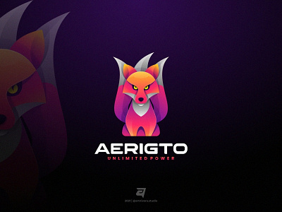 AERIGTO artnivorastudio branding colorful design fox gradient graphic design illustration logo logo awesome logo inspiration media modern simple technology vector vibrant