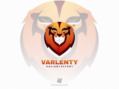 VARLENTY artnivorastudio branding colorful design gradient graphic design illustration king lion logo logo awesome logo inspiration media modern simple technology valiant vector