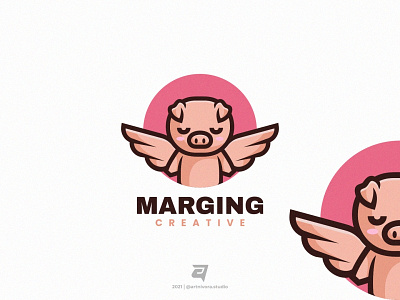 MARGING artnivorastudio cartoon design fairy fairytale graphic design illustration logo logo awesome logo inspiration mascot modern pig simple vector wing