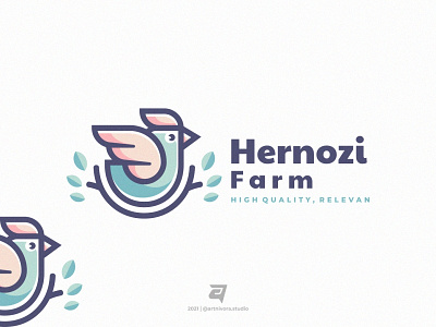 Hernozi Farm animal artnivorastudio bird branding color design farm graphic design illustration logo logo awesome logo inspiration mascot modern nature rooster simple vector