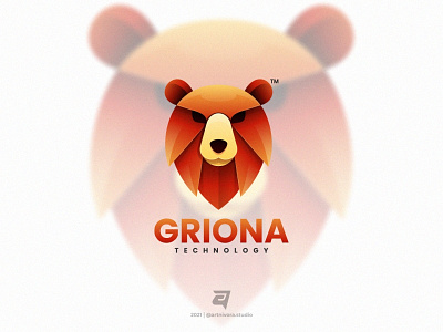 GRIONA artnivorastudio bear branding colorful design gradient graphic design griona head illustration logo logo awesome logo inspiration modern simple technology vector