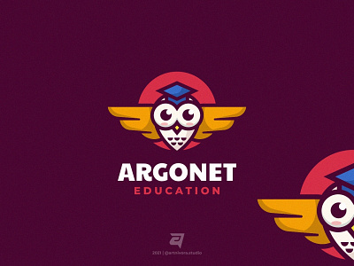 ARGONET argonet artnivorastudio bird branding cartoon color design education graphic design illustration logo logo awesome logo inspiration mascot modern owl simple smart teacher vector