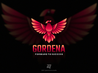 GORDENA artnivorastudio bird branding cardinal colorful design gordena gradient graphic design illustration logo logo awesome logo inspiration modern red simple technology vector